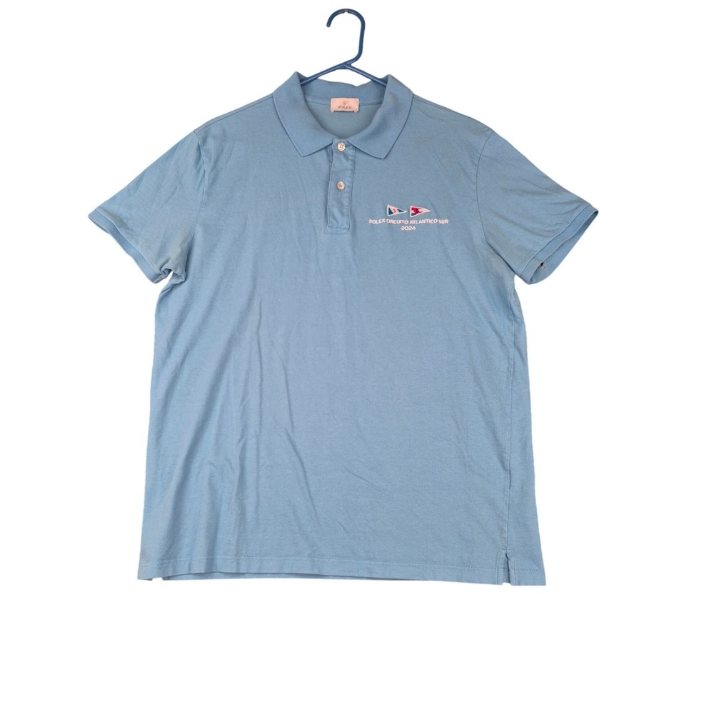 Rolex Circuito Atlantico Sur 2024 Polo Shirt Mens Large Blue Made in Italy